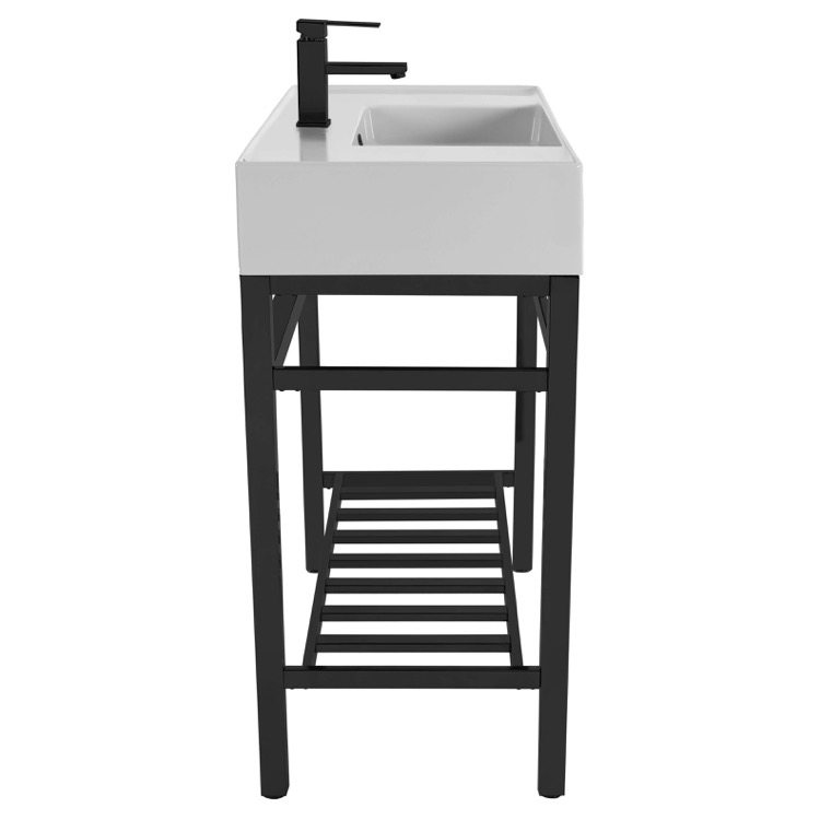 Scarabeo 5123-CON2-BLK Console Bathroom Sink, Teorema 2